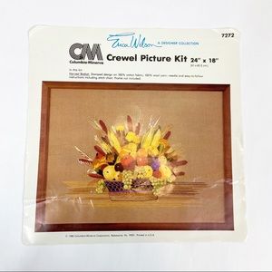 Crewel Picture Kit Harvest Basket #7272 VTG 1980 Columbia Minerva Erica Wilson